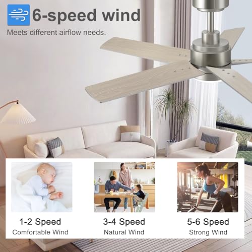 52 Inch Brushed Nickel Ceiling Fan with Light and Remote Control - Variation of THIS listing