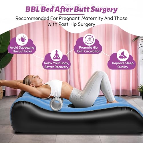 Blue Post-Surgery BBL Bed with Hole for Sleeping & Recovery - Wolfwo