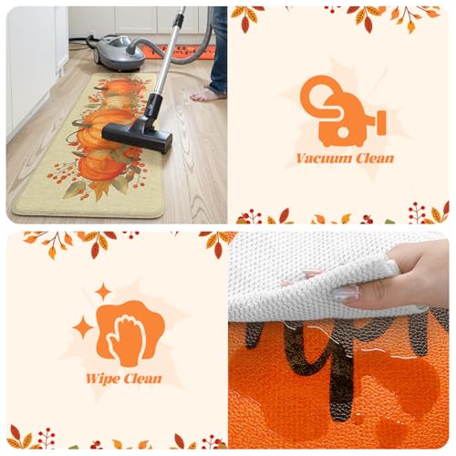 Fall Pumpkin Anti-Fatigue Kitchen Mat Set - Non-Slip & Waterproof