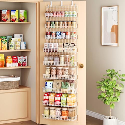 9-Tier Spice Rack Organizer with Door Hook Wall Mount Extra Large Capacity - White Variation