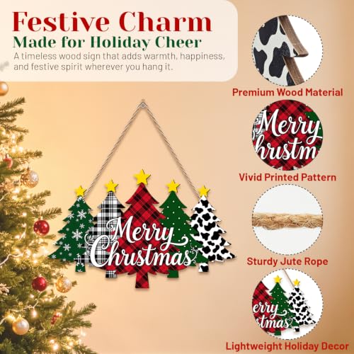 Christmas Wooden Wreath Sign Merry Christmas Front Door Decor