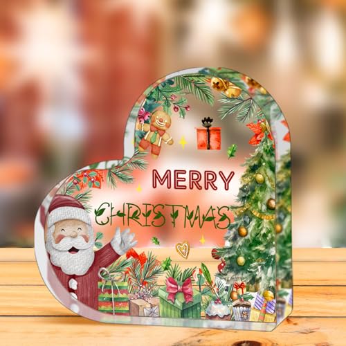 ZsaTuiy Christmas Decorations - Merry Christmas Tabletop Acrylic Heart (Variation: christmas11)