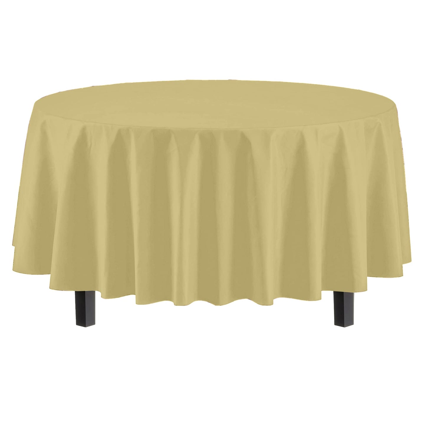 Party Solids Pack Of 6 Premium Plastic Tablecloth 84 Inch Round Plastic Table Cover - Light Yellow
