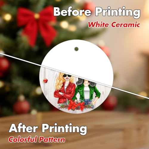 Friendship Christmas Ornament Gifts for Best Friends - Partners in Crime Funny Ornament for Xmas Tree Hanging Decorations - 2 Side Printed Ceramic Ornament