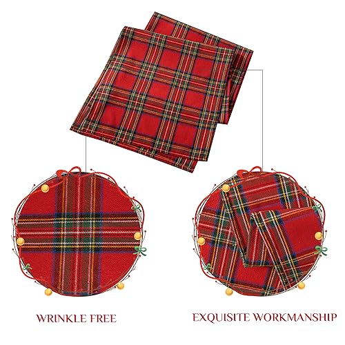 Softalker Christmas Checkered Tartan Table Runner - Red Buffalo Plaid Xmas Stain Resistant Washable Table Decoration for Dining/Parties/Holiday Decor, 13 x 70 Inch