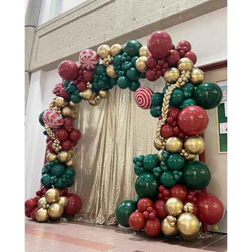 Christmas Balloons, 50pcs 12 inch Red Green Gold Latex Balloons for Christmas Party Decorations