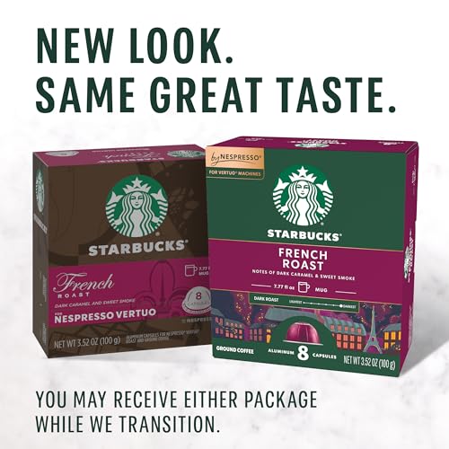 Starbucks French Roast Coffee Pods for Nespresso Vertuo - 8 Count Pack of 4 - Dark Roast, 32 Pods