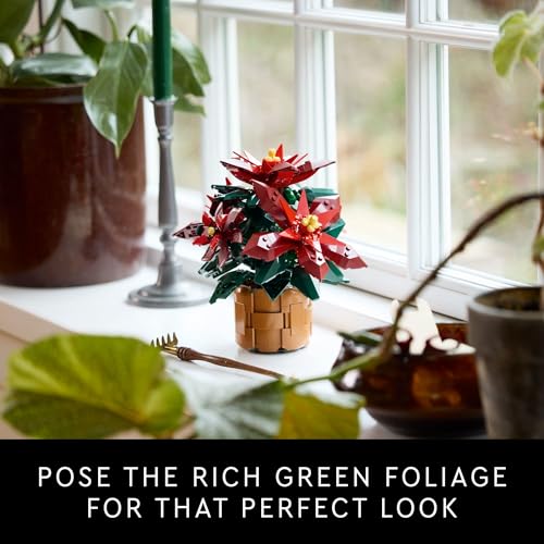 LEGO Icons Poinsettia Flower Building Set for Adults - Festive Holiday Decor
