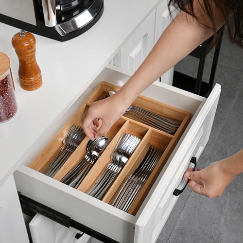 40 Piece Silverware Set with Drawer Organizer for 8, Heavy Duty
