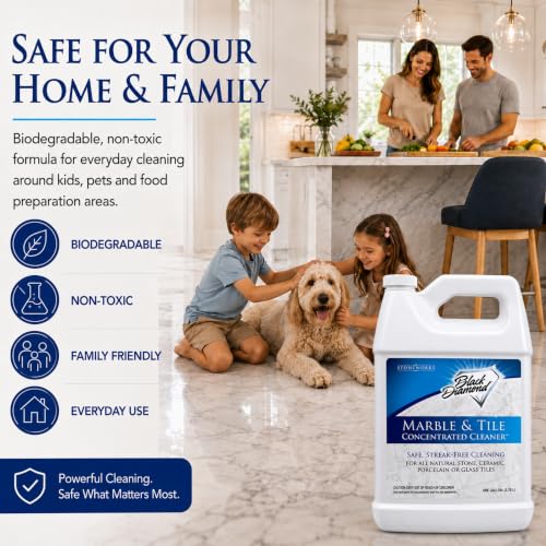 Black Diamond Stoneworks Marble & Tile Floor Cleaner 128 Fl Oz - No-Rinse Concentrate for Natural Stone