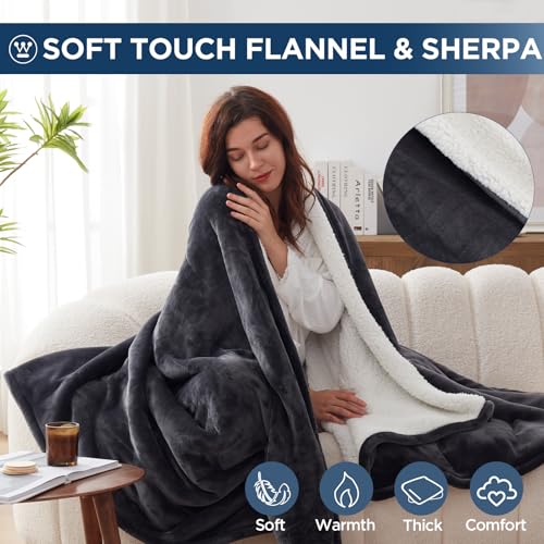 Westinghouse Electric Heated Blanket Queen 84x90 Charcoal ETL Certified Cozy Warmth