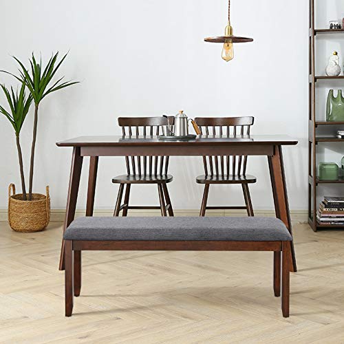 Grey Upholstered Dining Room Bench with Padded Seat and 660lbs Capacity - 47 Inch