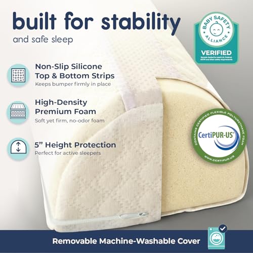 1-Pack Foam Bed Bumper for Toddlers - Safe Bed Rail for Toddler & Bed Safety