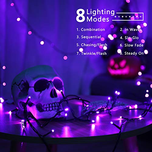 BrizLabs Purple Halloween Connectable String Lights - 78.74 ft, 240 LED, 8 Modes, Waterproof, Indoor & Outdoor Use (Variation: Purple/1)