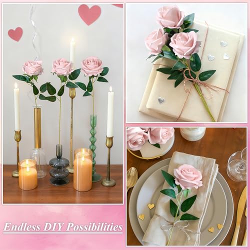 Blush Roses Artificial Flowers - 50 Realistic Silk Stems for DIY Wedding Bouquets & Decor - Variation of THIS listing