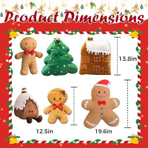 Gingerbread House Pillow, Cute Snow House Plush Throw Pillow 12.5", Stuffed Christmas Holiday Decor