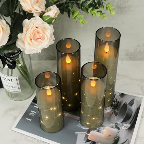 5 Pack Rechargeable Flameless Glass Candles with Remote, Timer & USB charging