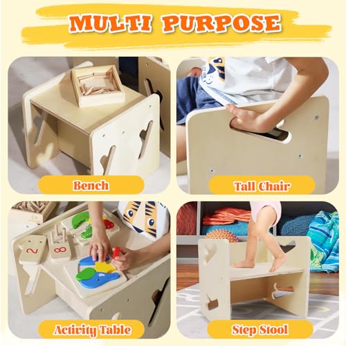 Toddler Montessori Weaning Table and Chair Set with 1 Chair & 1 Table - Solid Wood Kids Furniture