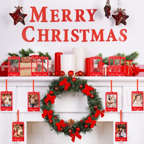 Vercraft 24 Pcs 2x3 in Christmas Photo Frame Ornaments, Style 2 – Includes Red Ribbon