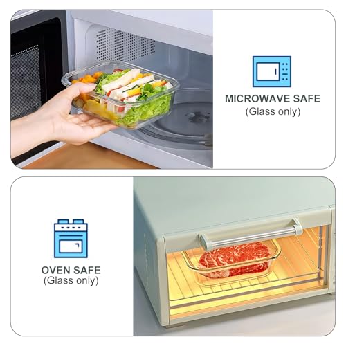KOMUEE 10-Pack 22 oz Glass Meal Prep Containers - Gray, Airtight & Oven Safe