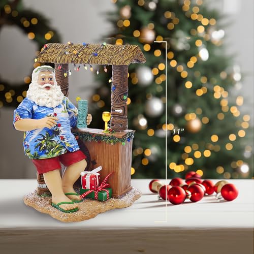 Beach Santa at Tiki Bar Figure – 11 inch Kurt Adler Holiday Decor