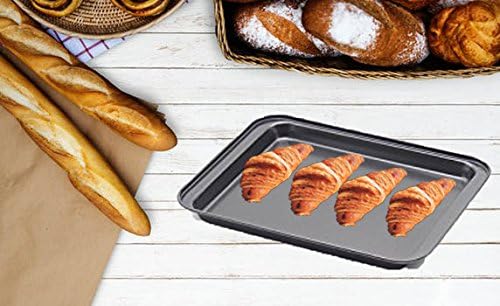 SS&CC Nonstick Baking Sheets Set of 2 - 9.5 Inch x 7.1 Inch Cookie Trays for Toaster Ovens | Perfect for Small Households