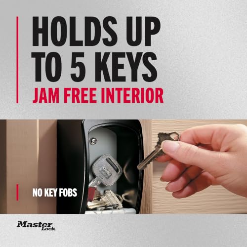 Key Lock Box with 5 Keys and Combination Lock - Wall Mountable, Black/Silver, Variation: Standard Dial / 5 Key Capacity