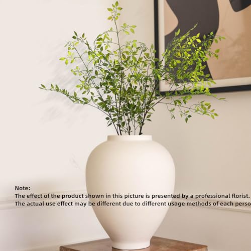 Artificial Nandina Branches - 4 Pieces, 43.3 Inches for Vase & Home Decor - Green Faux Plants