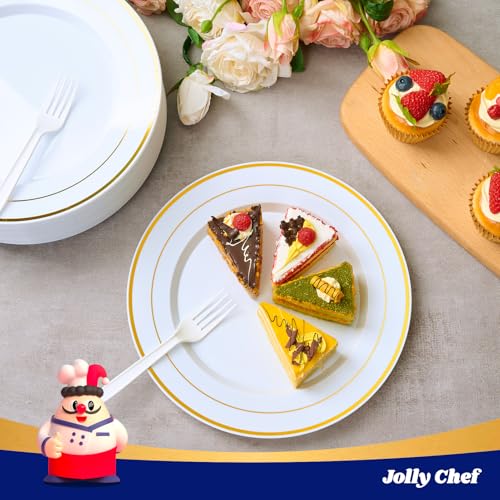 Gold 10 Inch Heavy Duty Disposable Plastic Plates 200 Pack - Elegant Party Tableware
