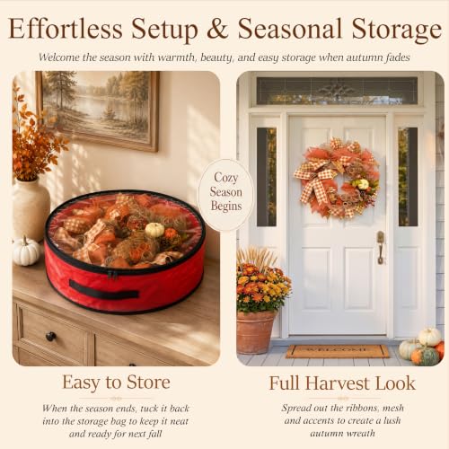 24-Inch Fall Pumpkin Wreath for Front Door - Autumn Harvest Decor - Variation of THIS listing