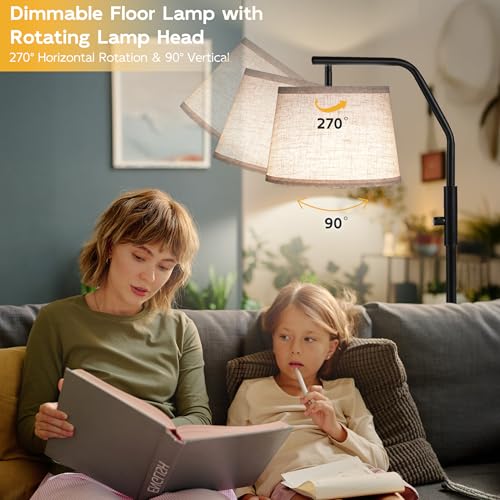 SUNMORY Black Dimmable Floor Lamp for Living Room with Adjustable Head