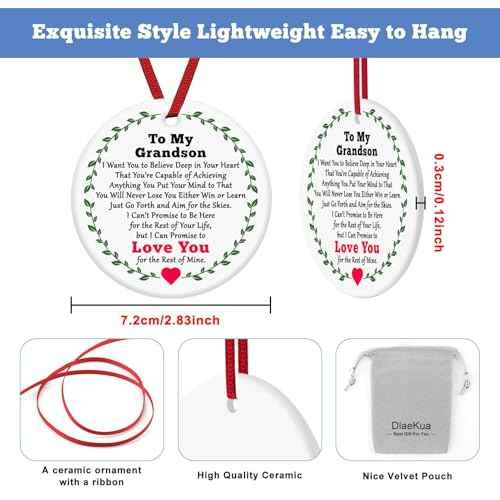 Grandson Ornament Gifts Christmas Ornament Grandson Birthday Gifts from Grandpa Grandma Encouragement Gift from Grandparents Christmas Gradation Going Away Gift for Grandkids