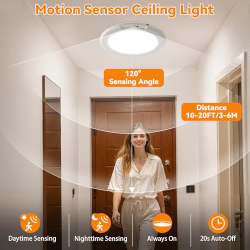 Rechargeable LED Ceiling Light with Remote - White 2-Pack