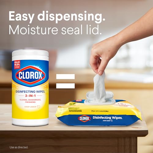 Disinfecting Cleaning Wipes with Crisp Lemon Scent - Bleach-Free, 75 Count, Pack of 6