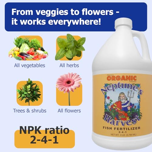 Neptune's Harvest Fish Fertilizer Gallon - Organic Liquid Plant Food for Vegetables, Flowers, Trees & Lawn
