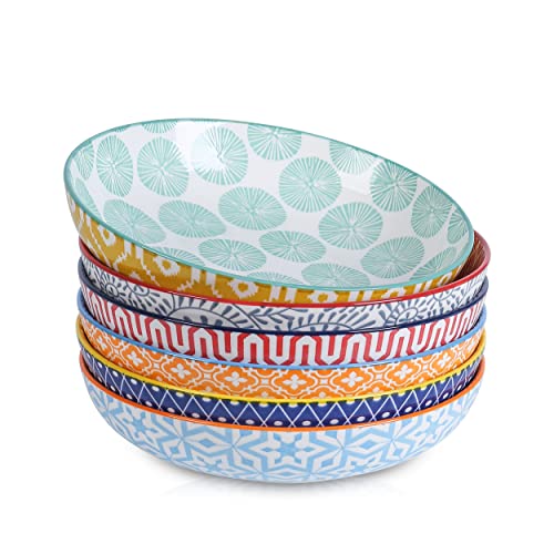 Selamica Assorted Colors Ceramic 26 oz Pasta & Salad Bowls Set of 6