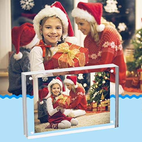 HELPLEX 8x10 Acrylic Photo Frames 2 Pack Frameless Double-Sided Magnetic Display