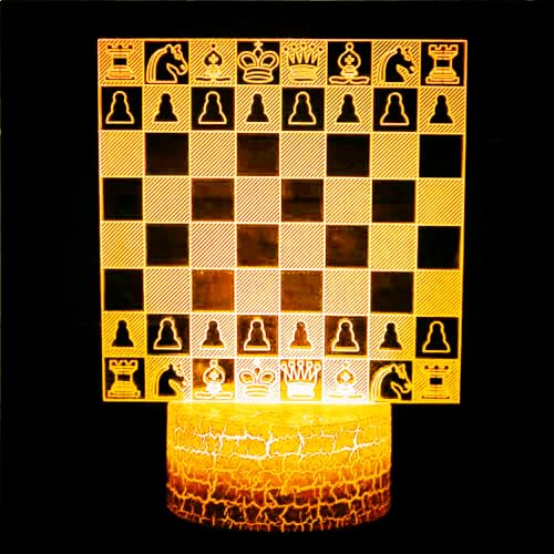 3D Chess Night Light Lamp Illusion 16 Color Changing Table Desk Decoration Lamps Led Christmas Gift with Acrylic Flat ABS Base USB Cable Toy