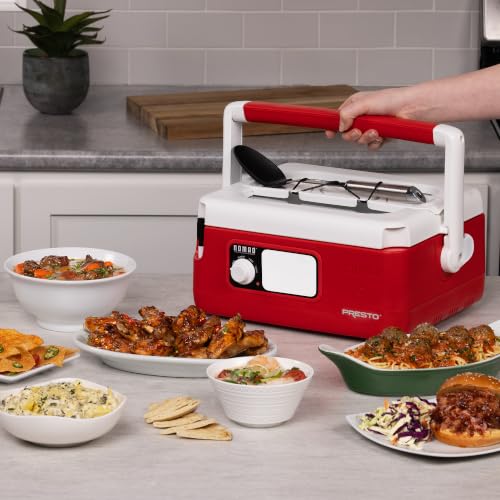 Red Presto 6-Quart Nomad Traveling Slow Cooker with Locking Lid & Carry Handle