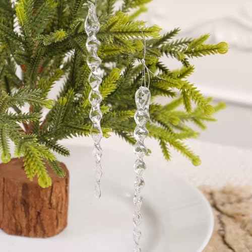 30pcs Icicle Ornaments Clear Plastic Icicle Christmas Ornaments Acrylic Clear icicles for Christmas Tree Decoration (30pcs Icicles Ornament)
