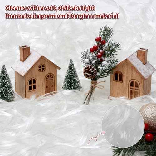 Fluffy Angel Hair Christmas Decorations, Premium Artificial Snow, Winter Wonderland Table Scatter, Fireplace Mantel and Tree Skirt Decor, DIY Holiday Craft Supplies (100g)