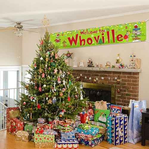 Christmas Yard Fence Sign Xmas Decorations - 120 x 24 Inches Large Welcome Banner for Christmas Decorations Indoor Outdoor Yard Garden Party Supplies