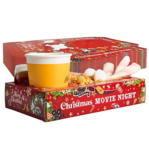 20 Pcs Christmas Movie Night Snack Trays with Cup Holders - Holiday Party Supplies