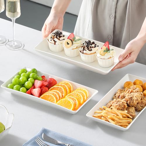 MALACASA 3-Tier Serving Tray Stand, White Porcelain Platters, 12 Inch