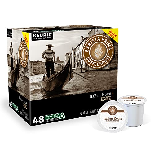 Italian Roast Coffee Pods - Dark Roast Single Serve K-Cup, 48 Count - Recyclable & Kosher