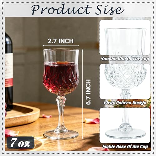 Transparent 48-Pack Plastic Wine Glasses 7oz for Wedding & Party Use