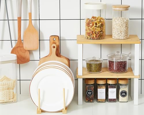 Wood Kitchen Organizer Set for Cabinet Storage - 11.8 x 7.9 Inches - Variation: Wood / 11.8 x 7.9"