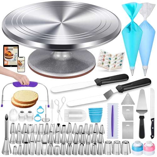 253-Piece Cake Decorating Kit with Turntable & Piping Tips - Baking Supplies for Beginners & Pros (Variation 253)