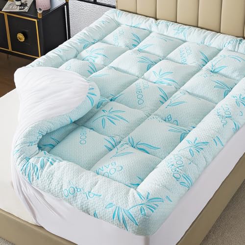 WhatsBedding Queen Mattress Topper 5 Inch Breathable Bamboo Viscose Memory Foam