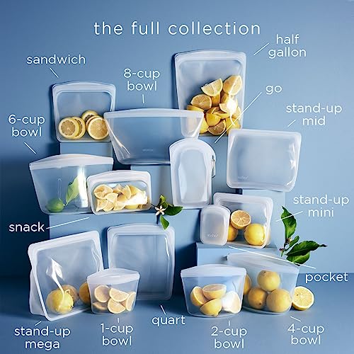 Stasher Premium Reusable Silicone Food Storage Bags - Clear 6-Pack